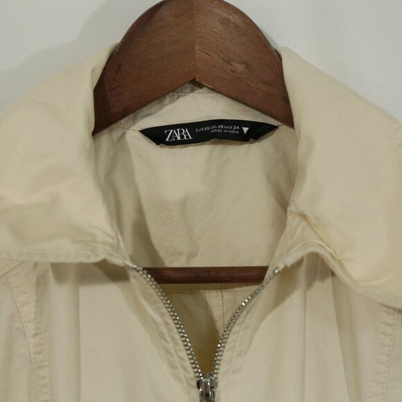 Zara Utility Jumpsuit Beige Short Sleeve Zip Front Size xs - Picture 4 of 10